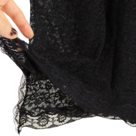 Vintage Black Lace Slip Large Dress Lined Large Sheer Bust V Neck SP63 - Picture 7 of 10
